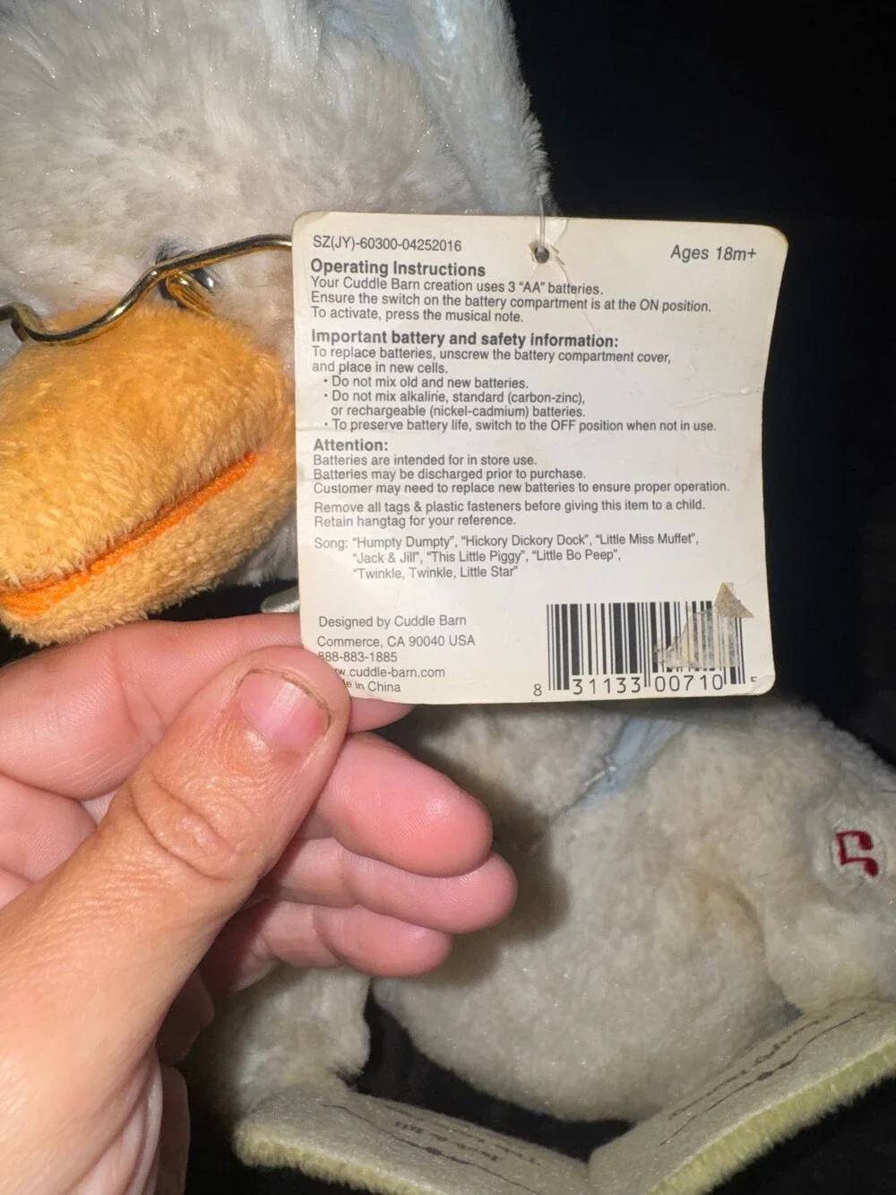 NWT Cuddle Barn Mother Goose Plush Blue Nursery Rhyme Soft Toy